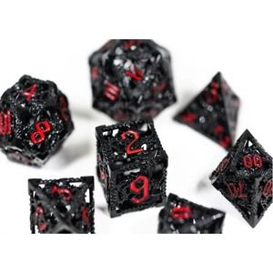 7 Piece Hollow Metal Dice Set Dragon Series